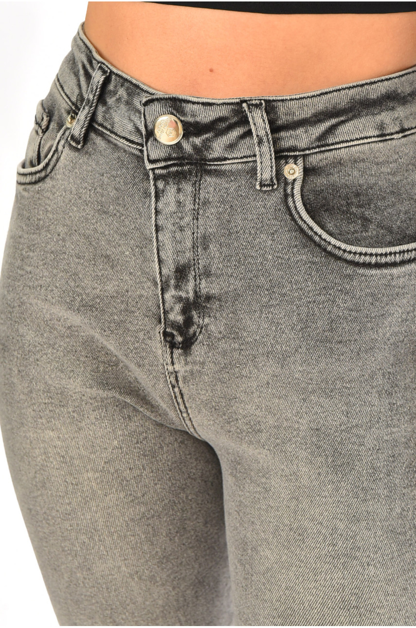 Джинси жіночі однотонні сірого кольору 00624 210487