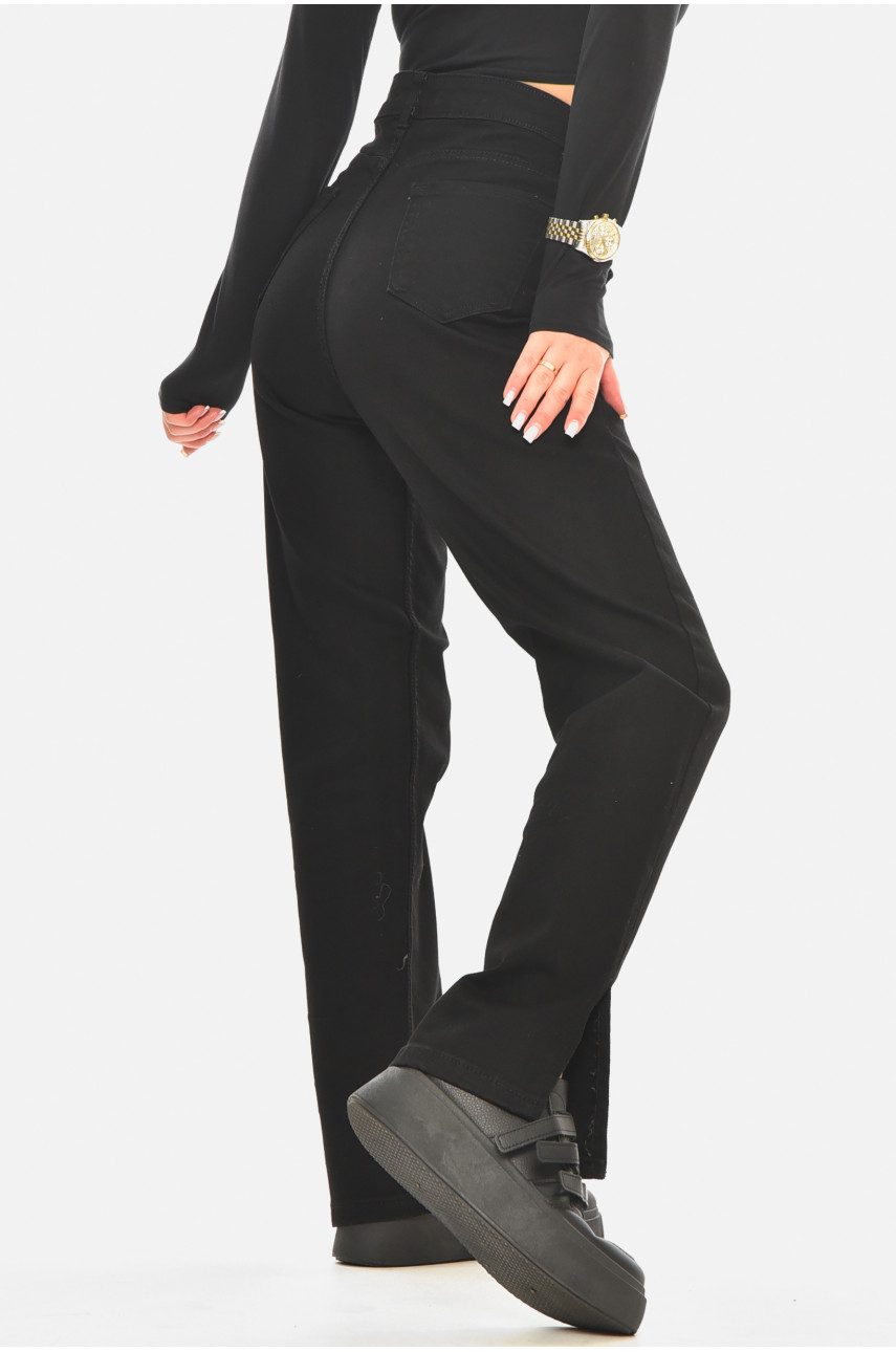 Джинси жіночі однотонні чорного кольору 992 210489