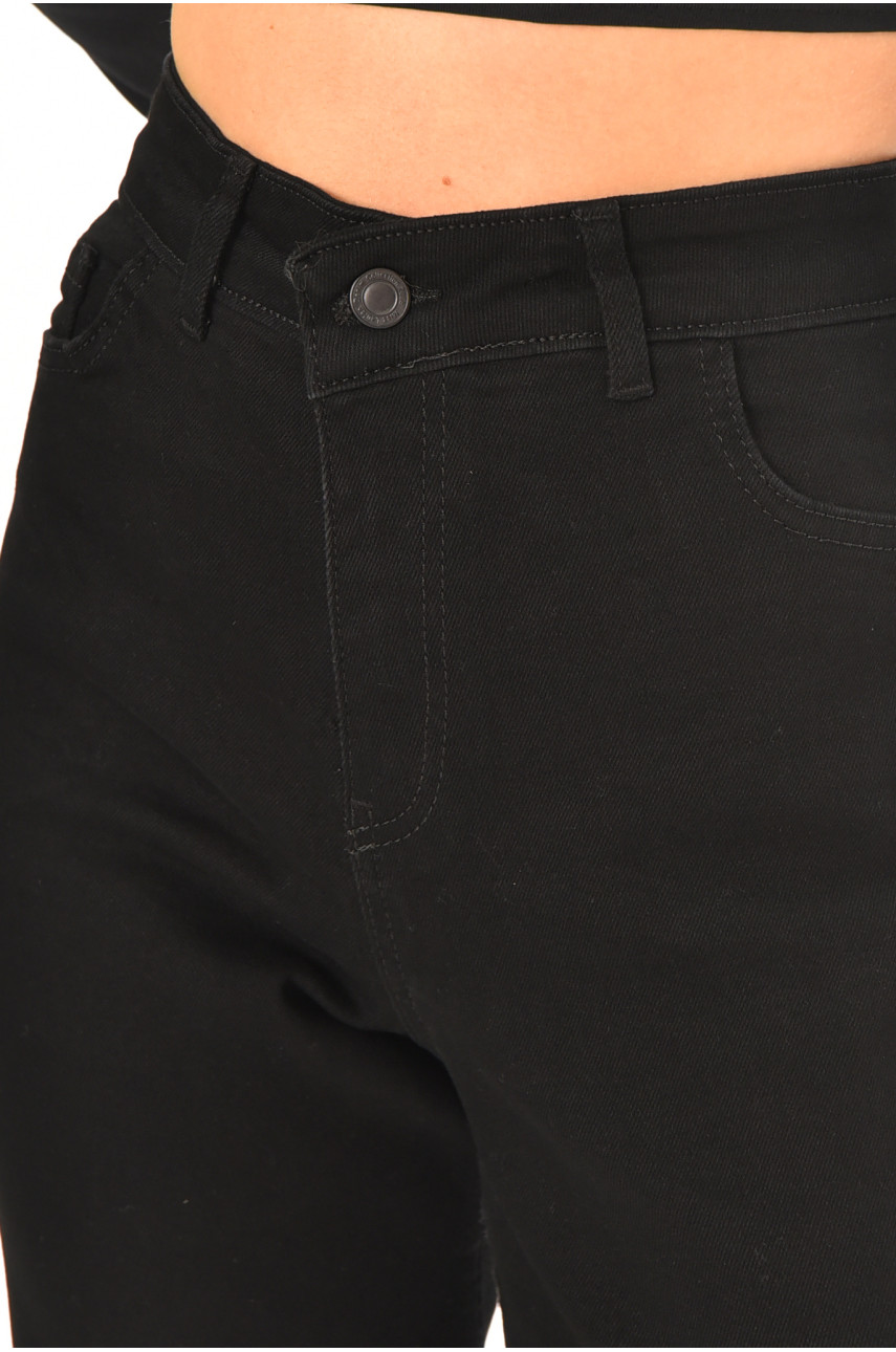 Джинси жіночі однотонні чорного кольору 992 210489