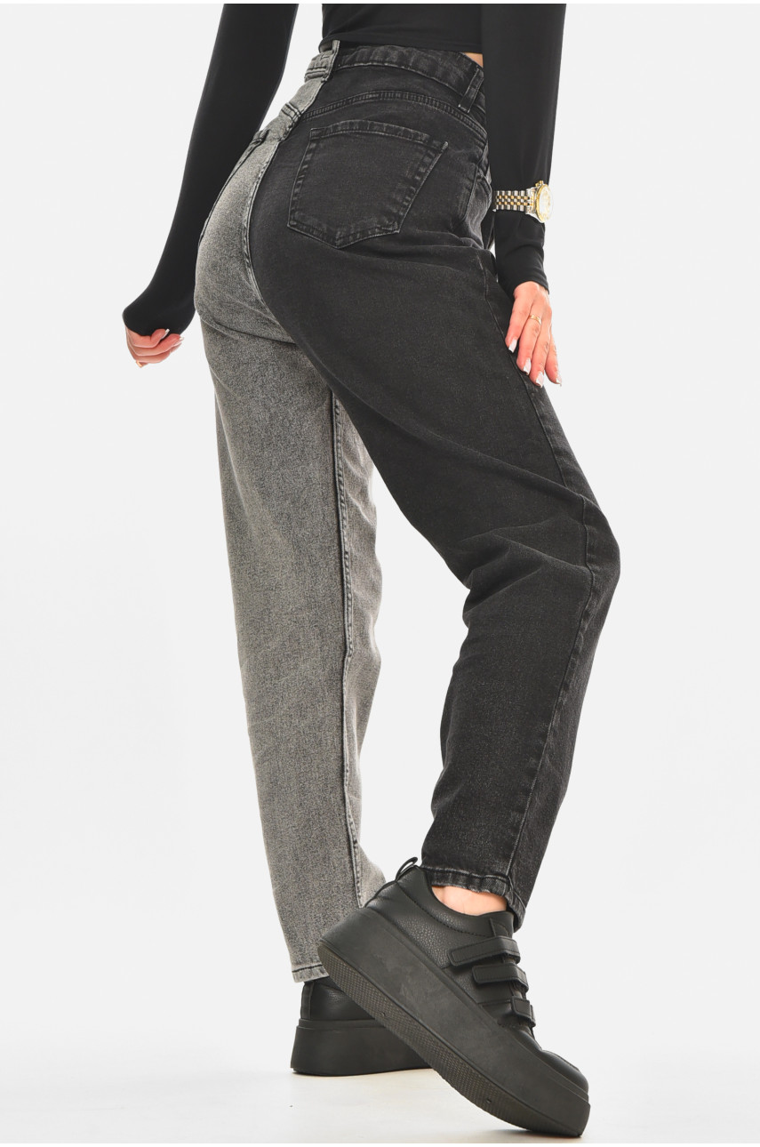 Джинси жіночі однотонні чорно-сірого кольору 00165 210490