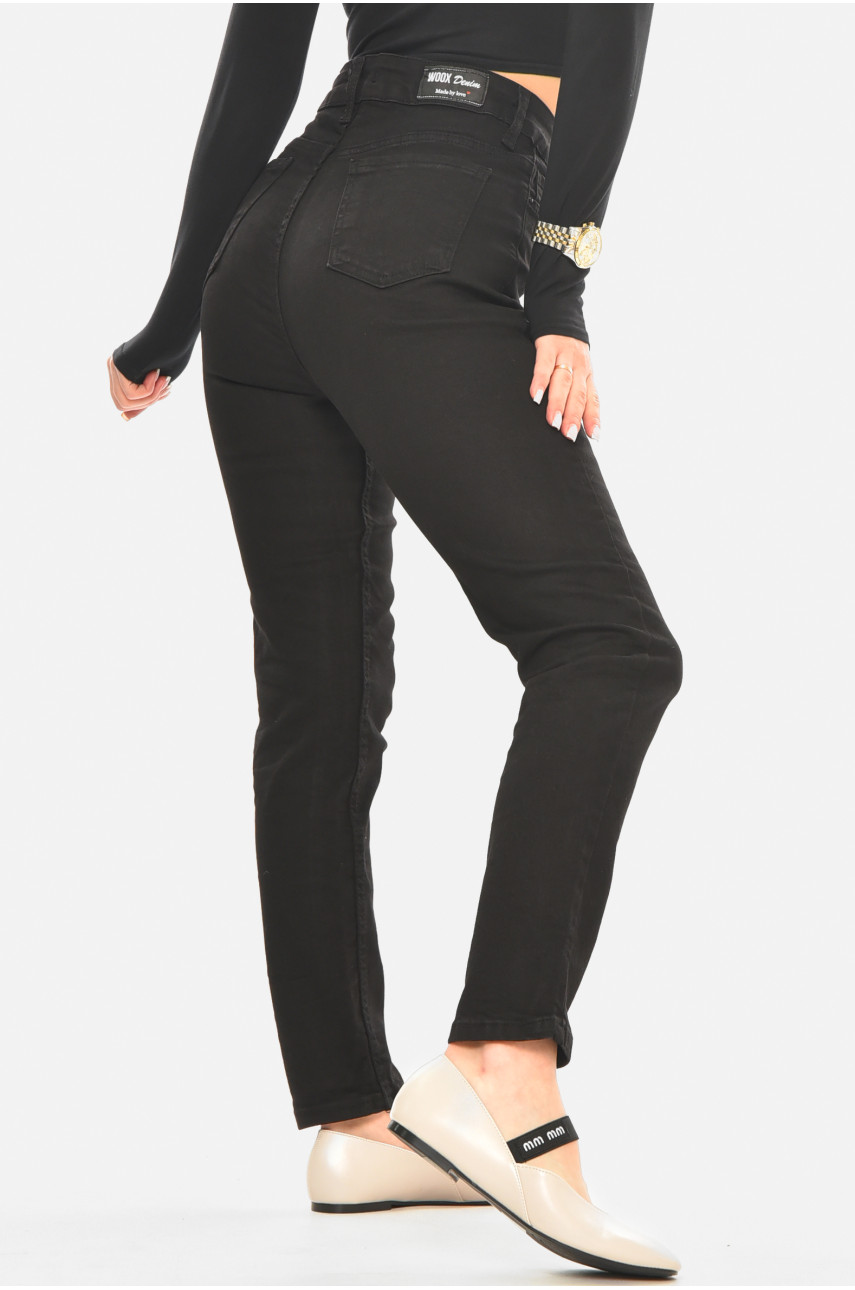 Джинси жіночі однотонні чорного кольору 0784 210494