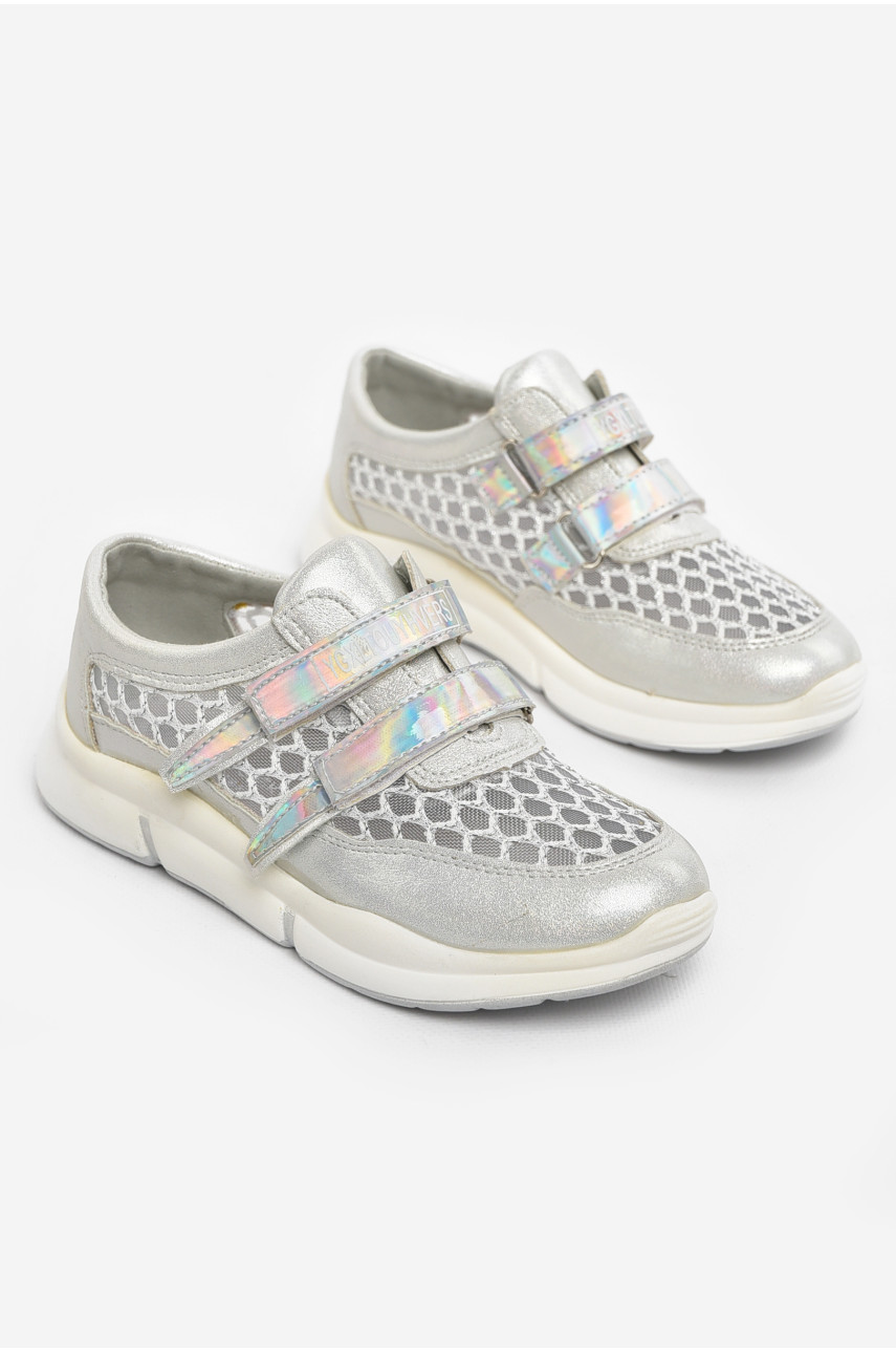 Кросівки дитячі літні для дівчинки сріблястого кольору 9621-2 210495