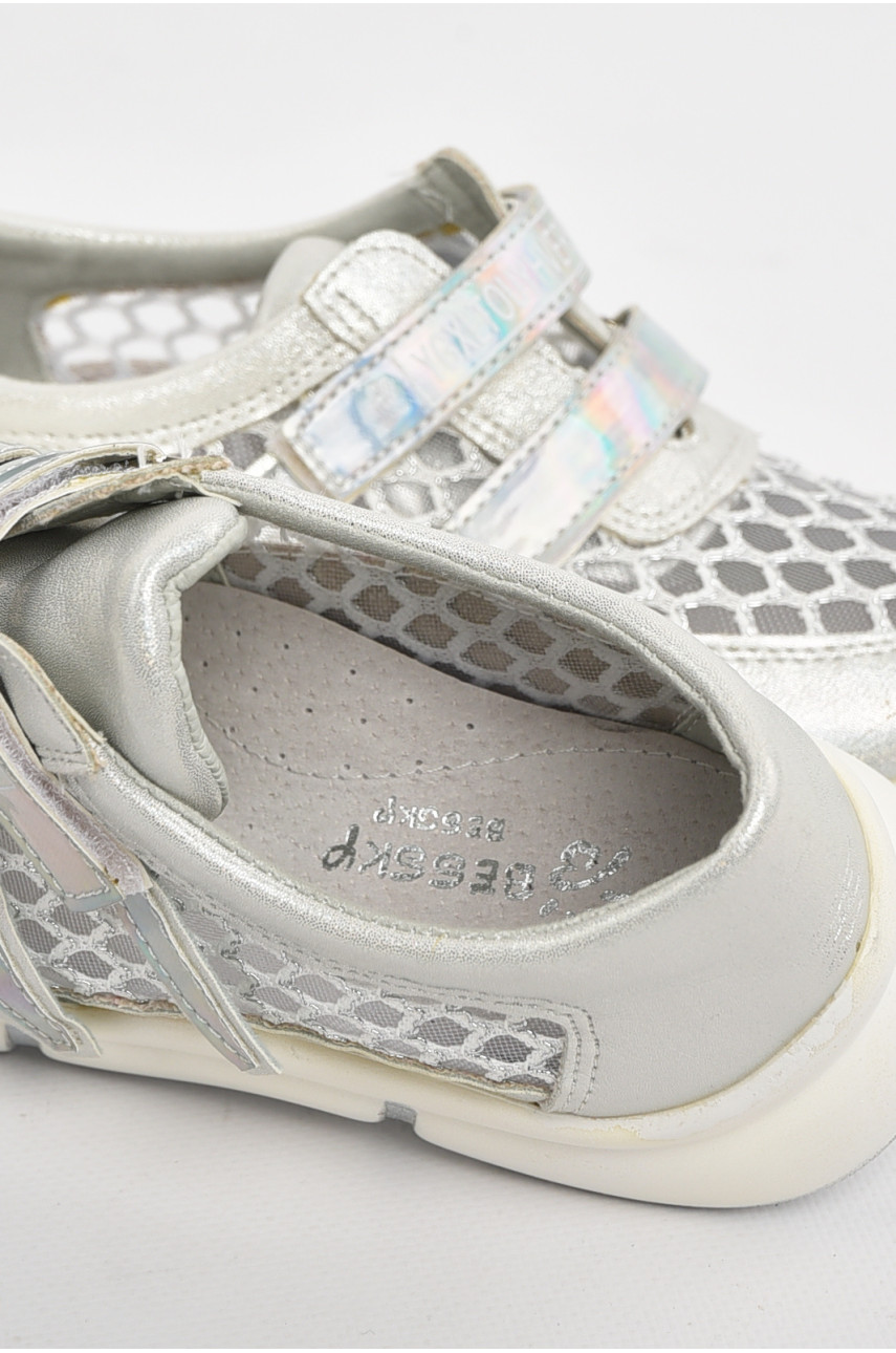 Кросівки дитячі літні для дівчинки сріблястого кольору 9621-2 210495