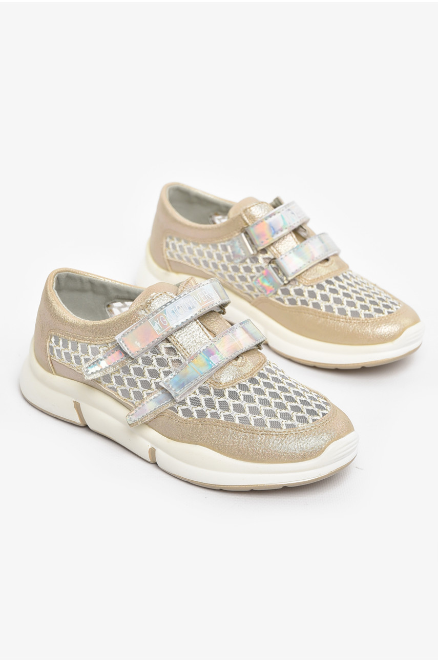 Кросівки дитячі літні для дівчинки золотистого кольору 9621-4 210496