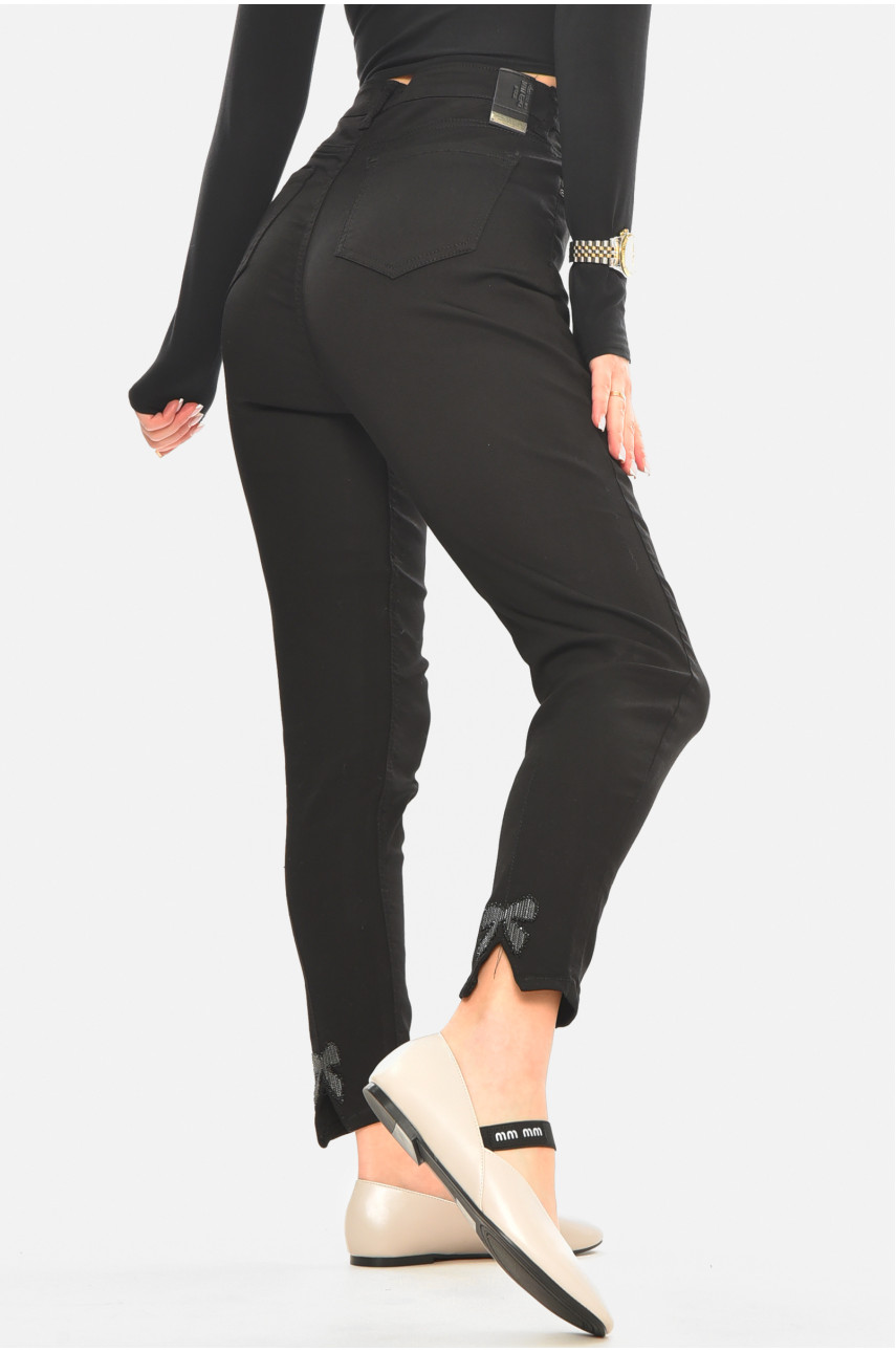 Джинси жіночі однотонні чорного кольору 3177 210503