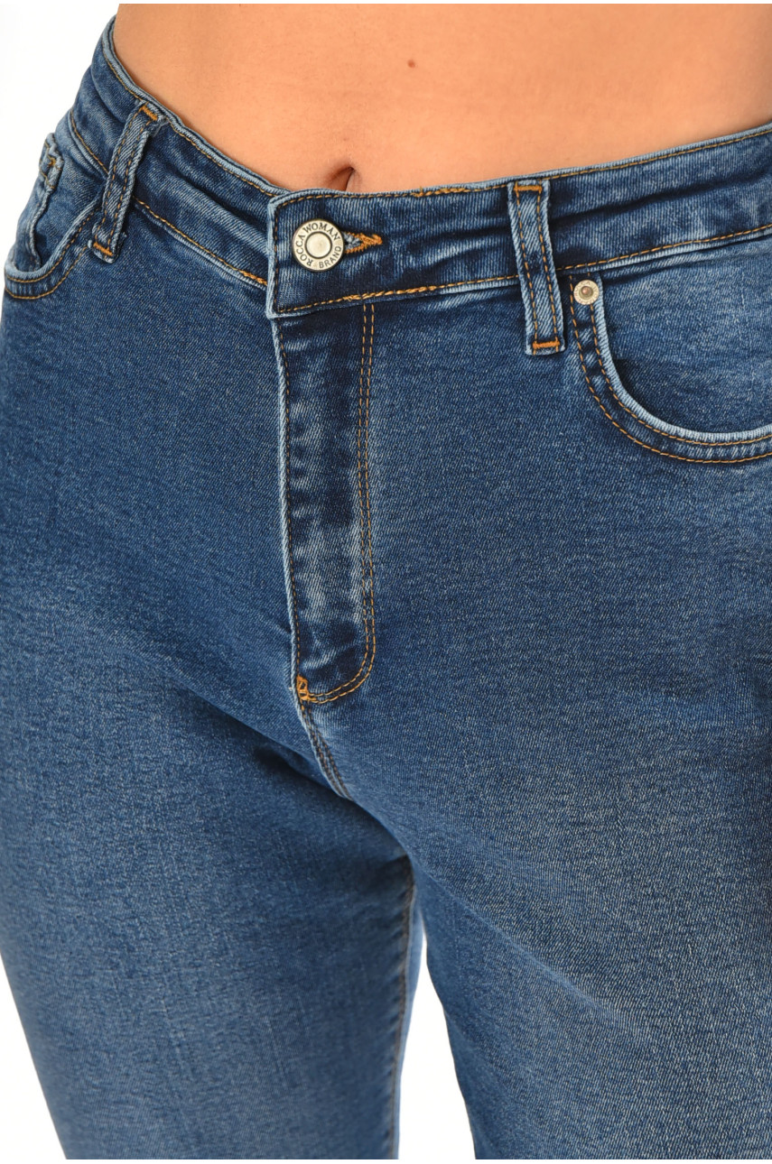 Джинси жіночі однотонні синього кольору RW-101-1 210510 Джинси жіночі однотонні синього кольору RW-101-1 210510