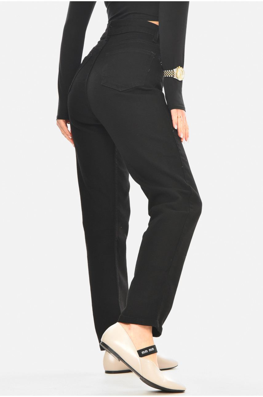 Джинсы женские однотонные черного цвета 0001110 210515