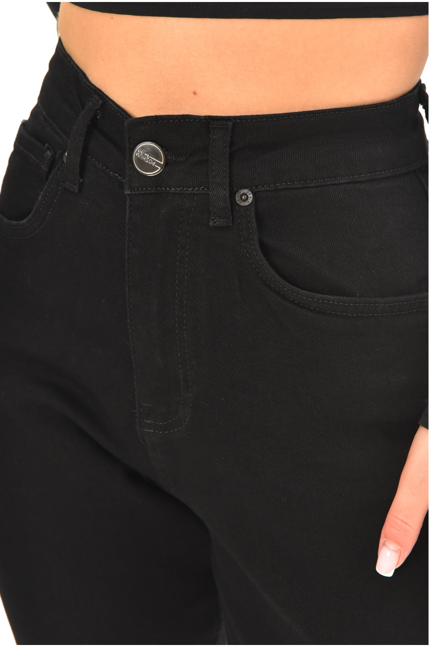 Джинсы женские однотонные черного цвета 0001110 210515