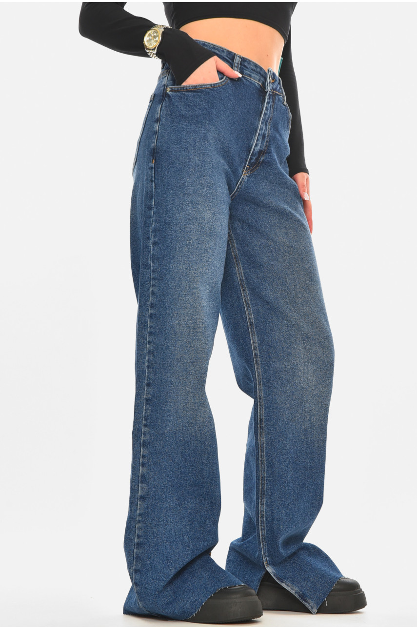 Джинсы женские однотонные синего цвета RW-502-1 210518