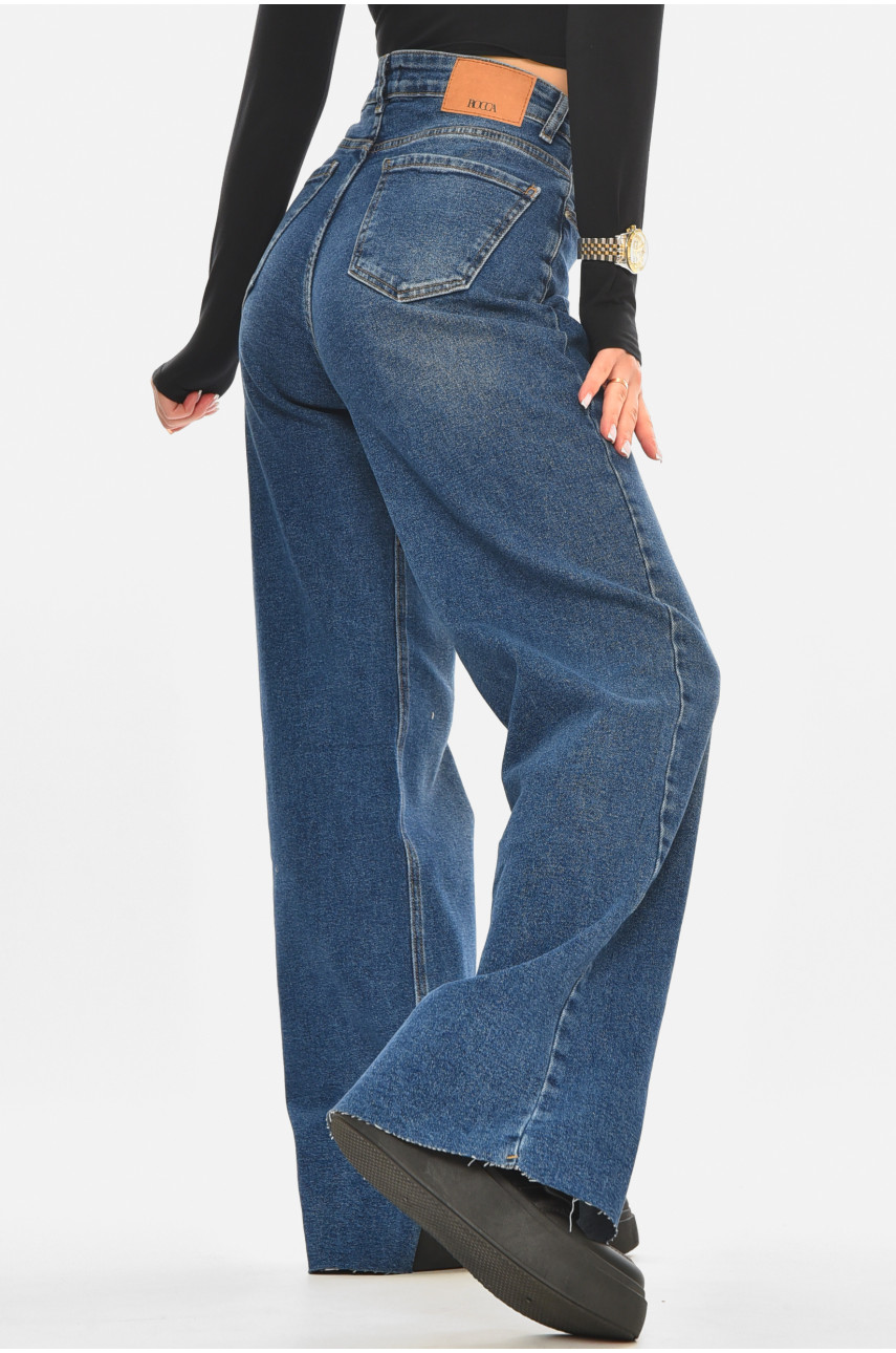 Джинсы женские однотонные синего цвета RW-502-1 210518