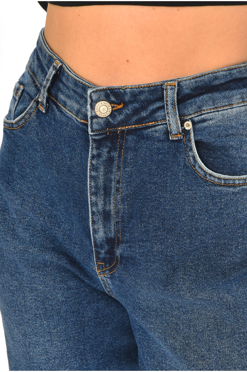 Джинсы женские однотонные синего цвета RW-502-1 210518