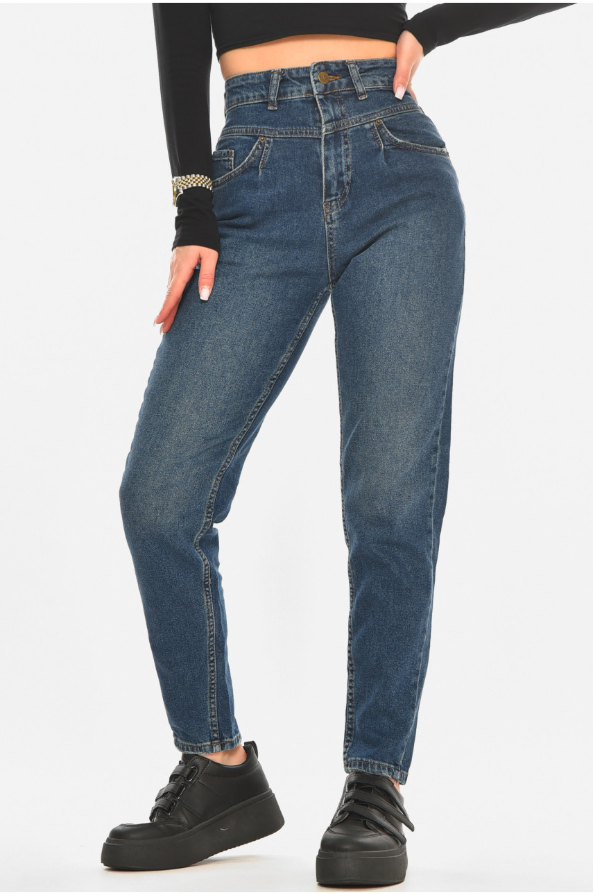 Джинсы женские однотонные тёмно-синего цвета 2567 210520