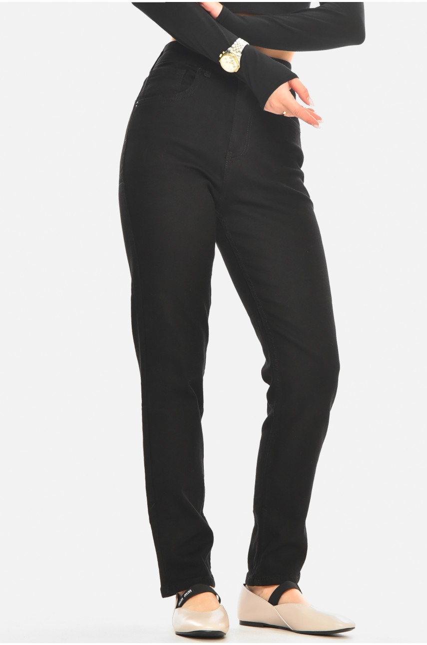 Джинсы женские однотонные черного цвета 000738 210523