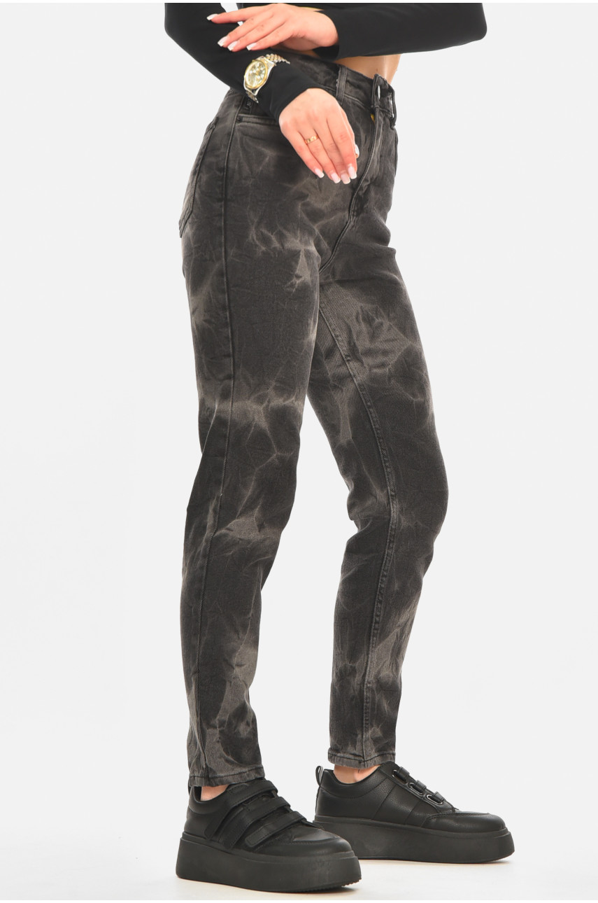 Джинсы женские черного цвета с принтом 00128 210529