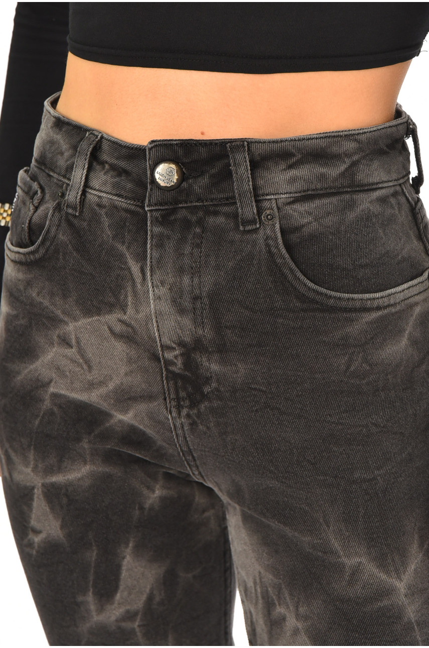 Джинсы женские черного цвета с принтом 00128 210529