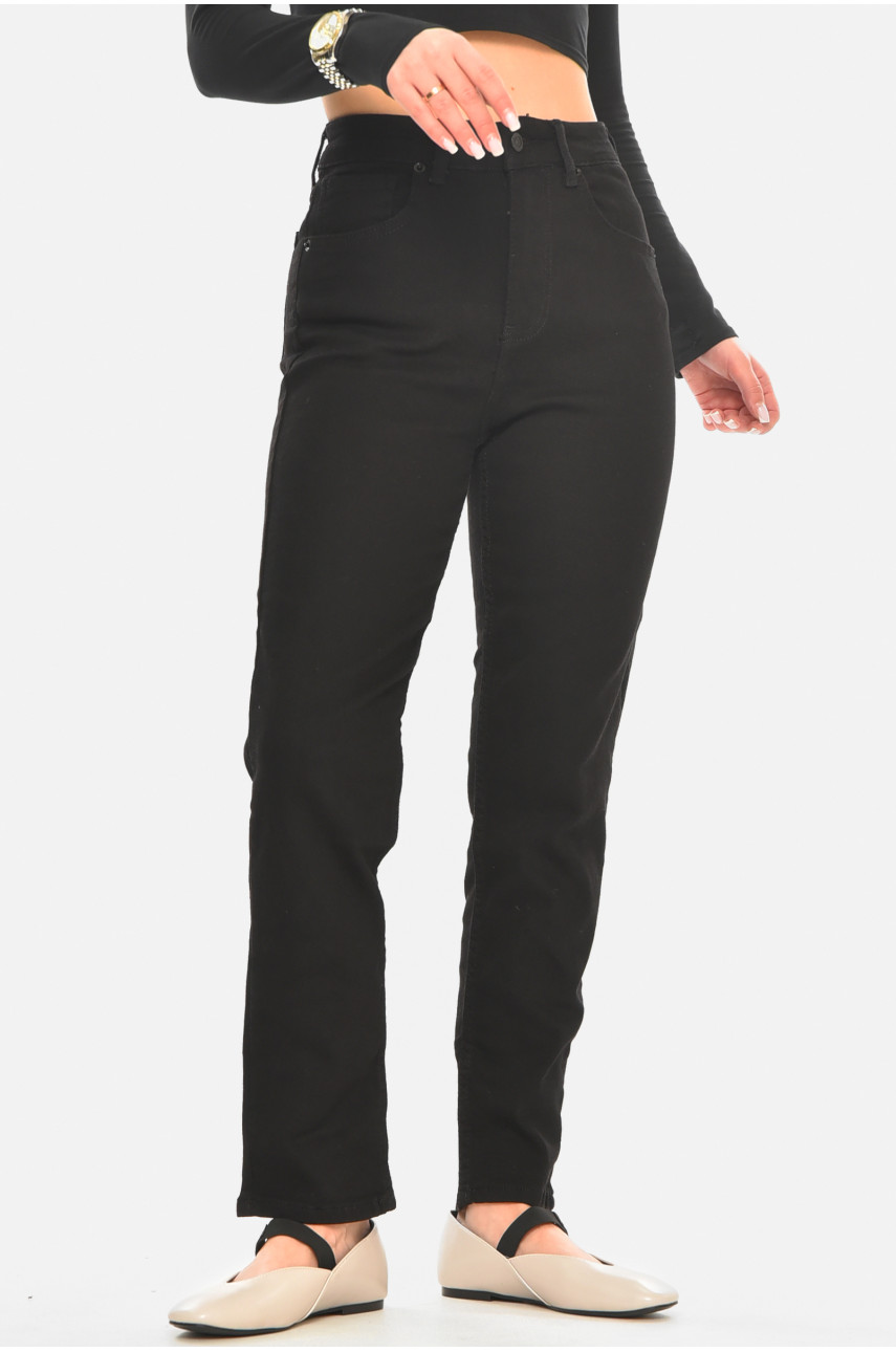 Джинсы женские однотонные черного цвета 00962 210533
