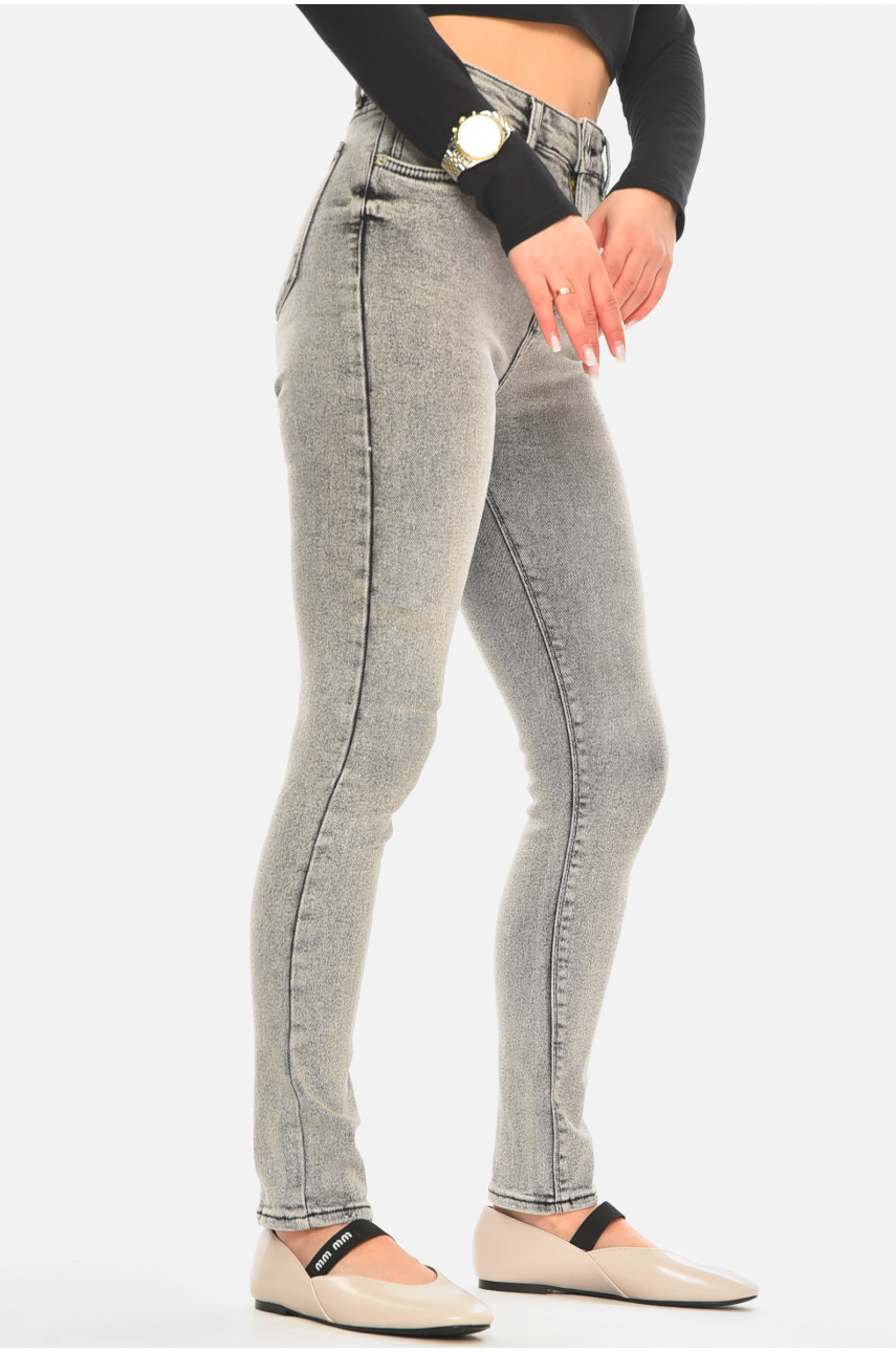 Джинсы женские однотонные серого цвета 000589 210536