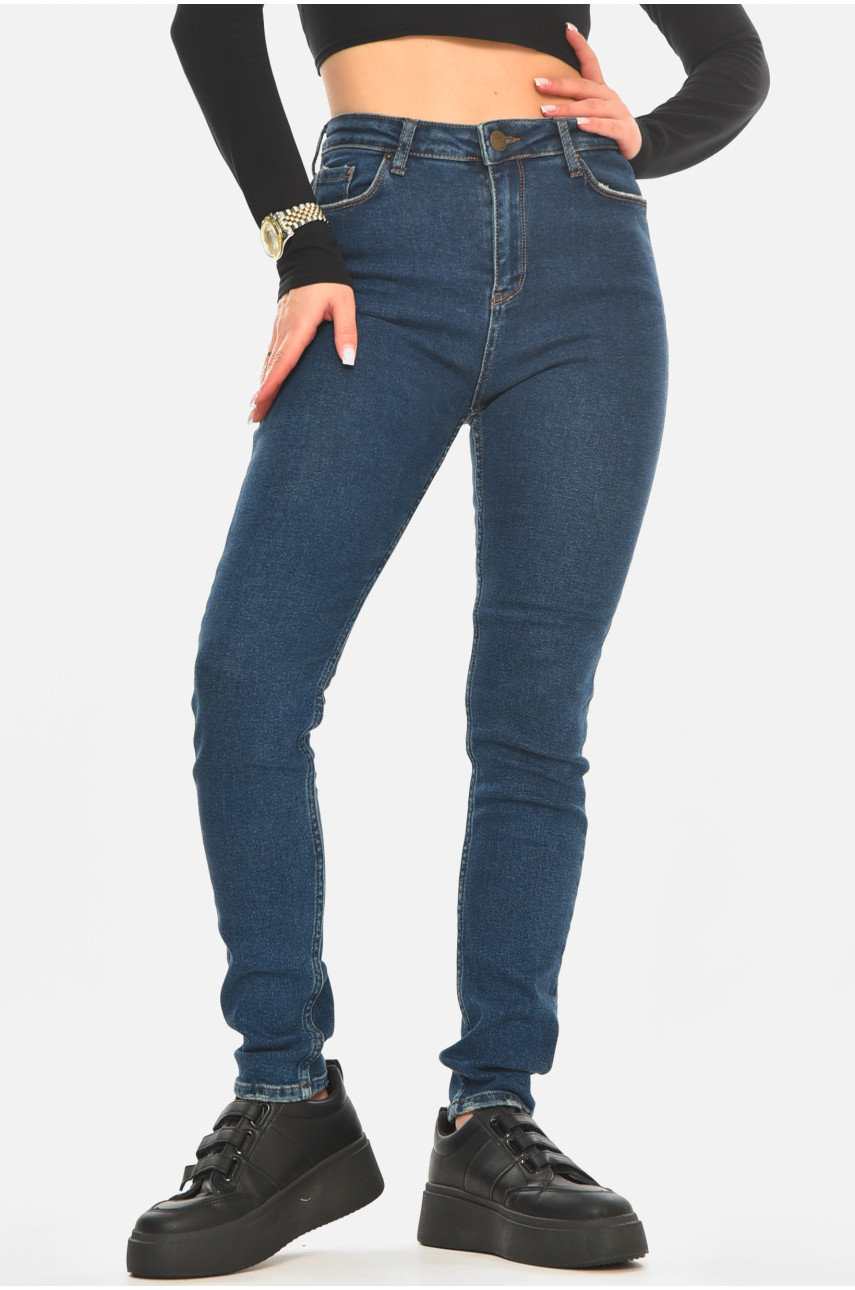 Джинсы женские однотонные тёмно-синего цвета 113 210540
