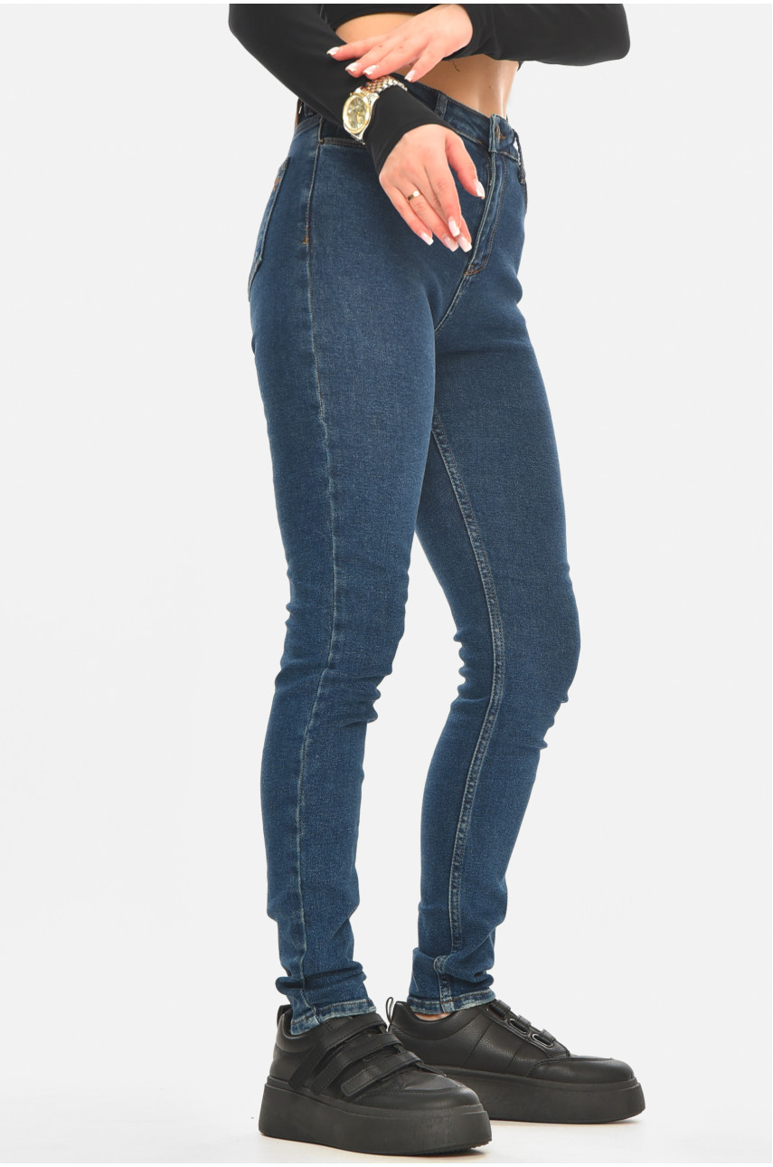 Джинсы женские однотонные тёмно-синего цвета 113 210540