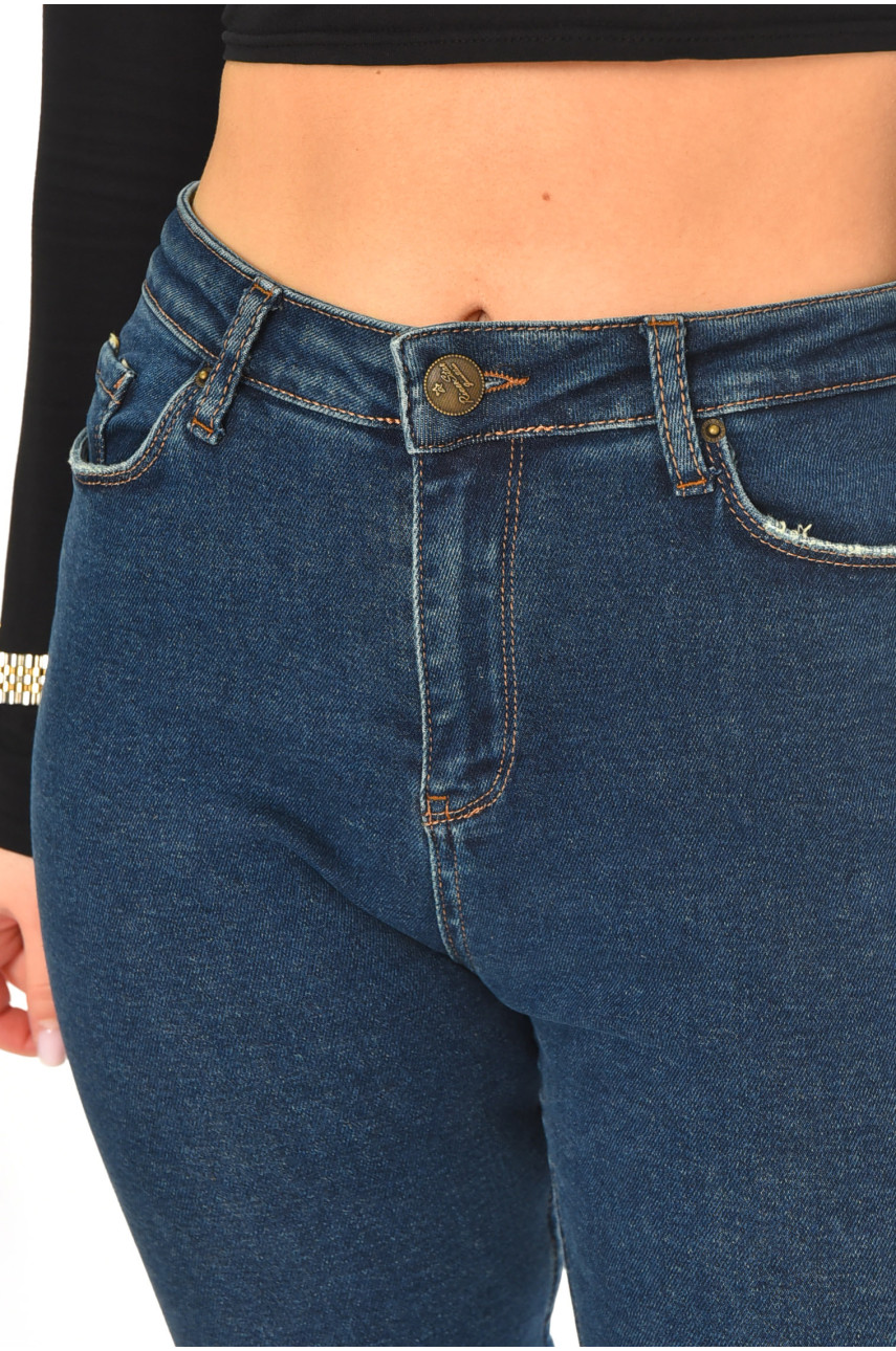 Джинсы женские однотонные тёмно-синего цвета 113 210540