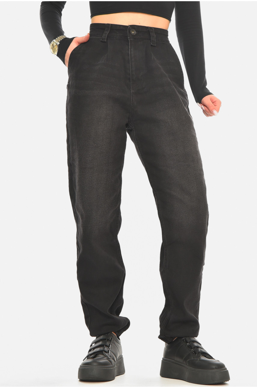 Джинсы женские однотонные черного цвета 1079 210542