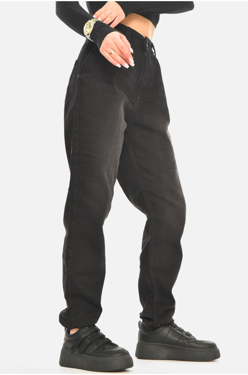 Джинсы женские однотонные черного цвета 1079 210542