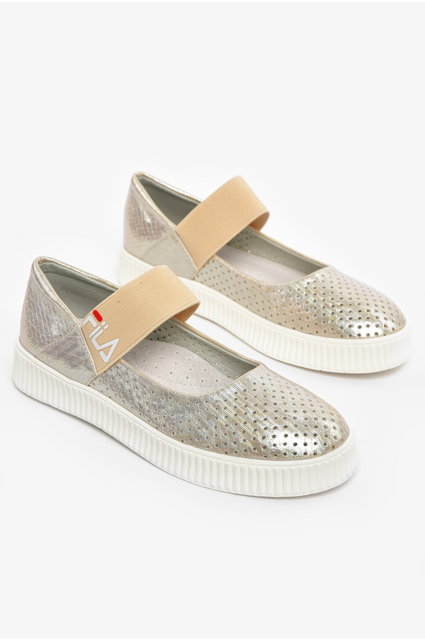 Туфлі-лофери дитячі для дівчинки бежевого кольору 9956-4 210547