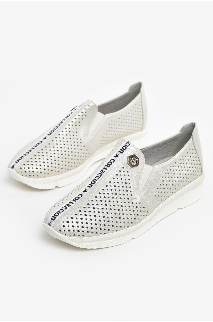Туфлі-лофери дитячі для дівчинки сріблястого кольору 211-2 210552
