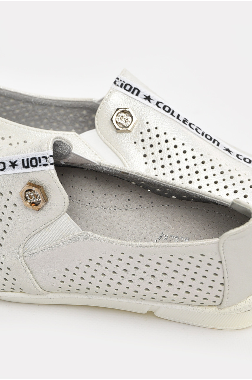 Туфлі-лофери дитячі для дівчинки сріблястого кольору 211-2 210552