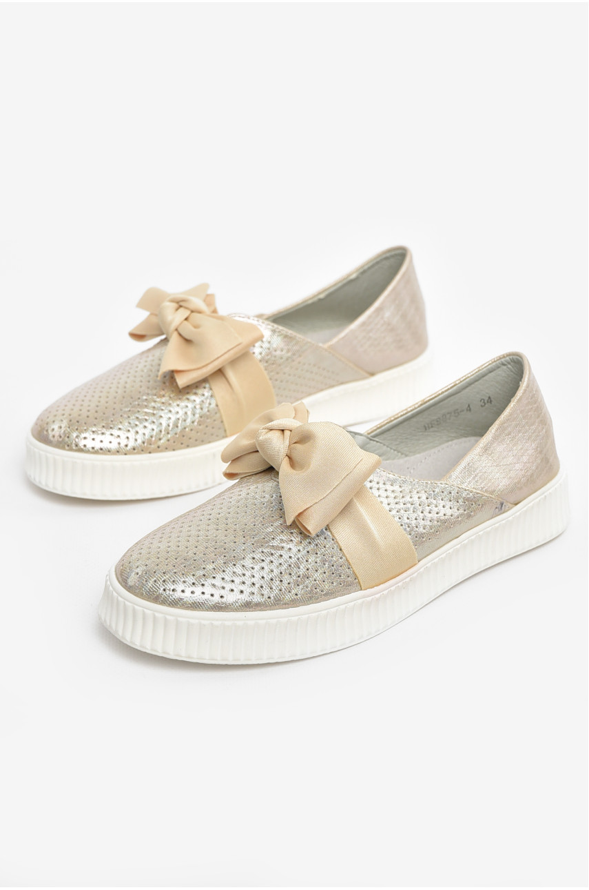 Туфлі-лофери дитячі для дівчинки бежевого кольору 9875-4 210553