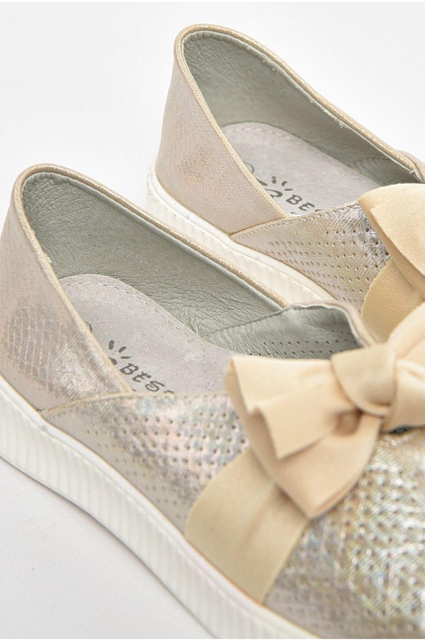 Туфлі-лофери дитячі для дівчинки бежевого кольору 9875-4 210553