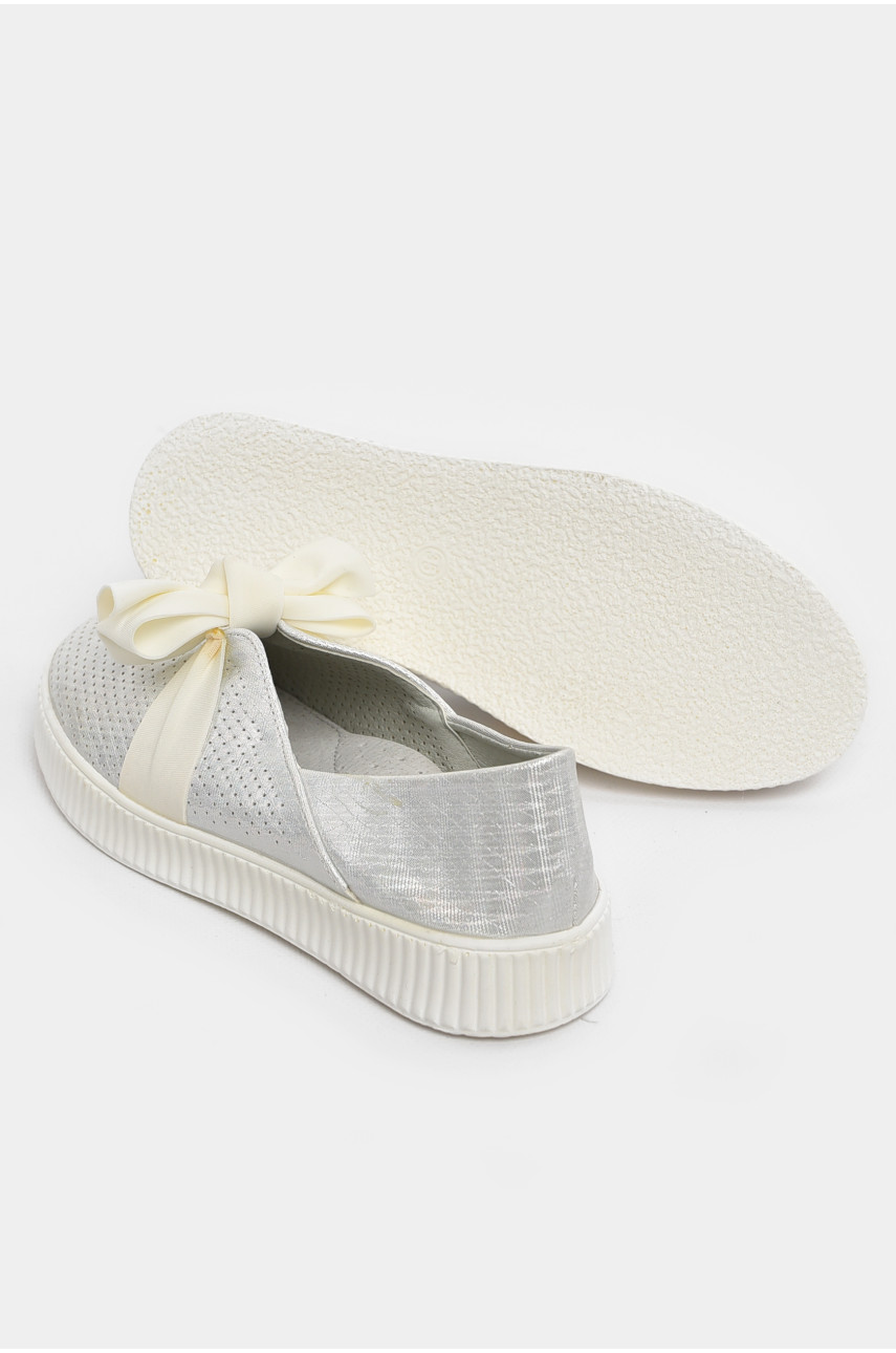 Туфлі-лофери дитячі для дівчинки сріблястого кольору 9875-2 210554