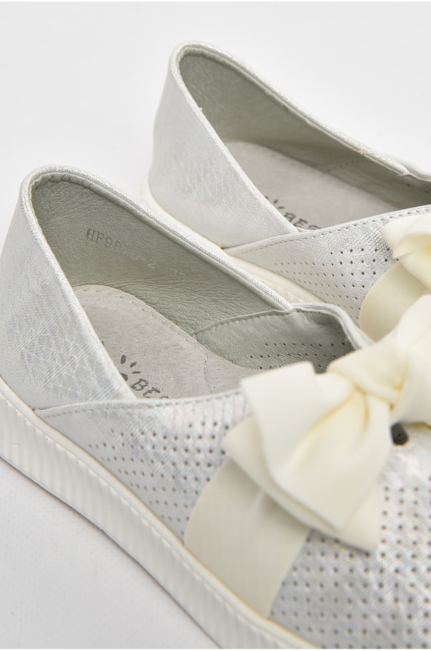 Туфлі-лофери дитячі для дівчинки сріблястого кольору 9875-2 210554