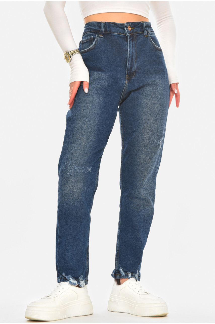 Джинсы женские однотонные тёмно-синего цвета 1502 210557