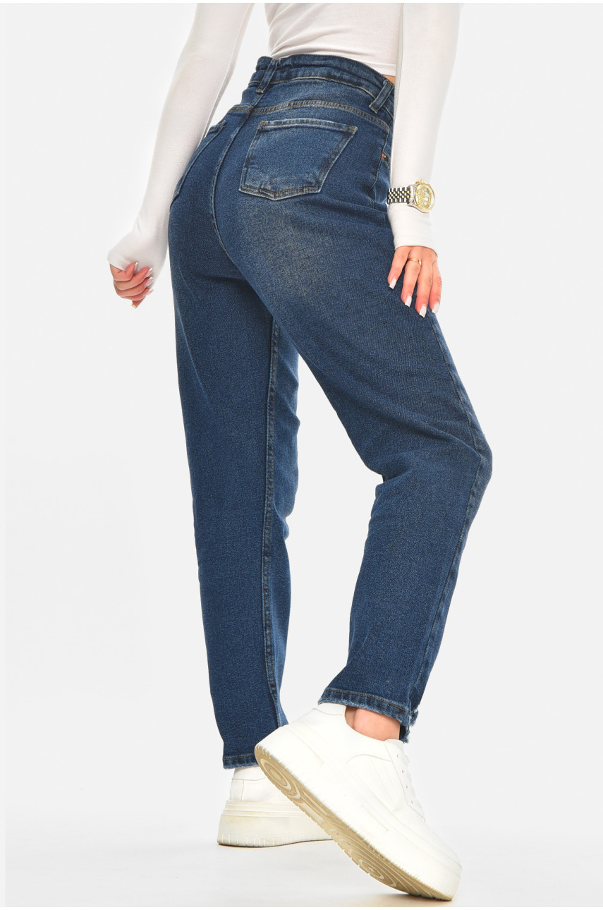 Джинсы женские однотонные тёмно-синего цвета 1502 210557