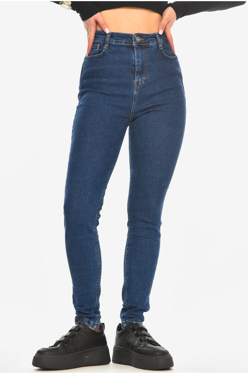 Джинсы женские однотонные тёмно-синего цвета 3181 210564