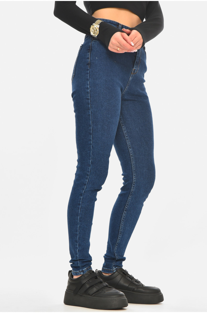 Джинсы женские однотонные тёмно-синего цвета 3181 210564
