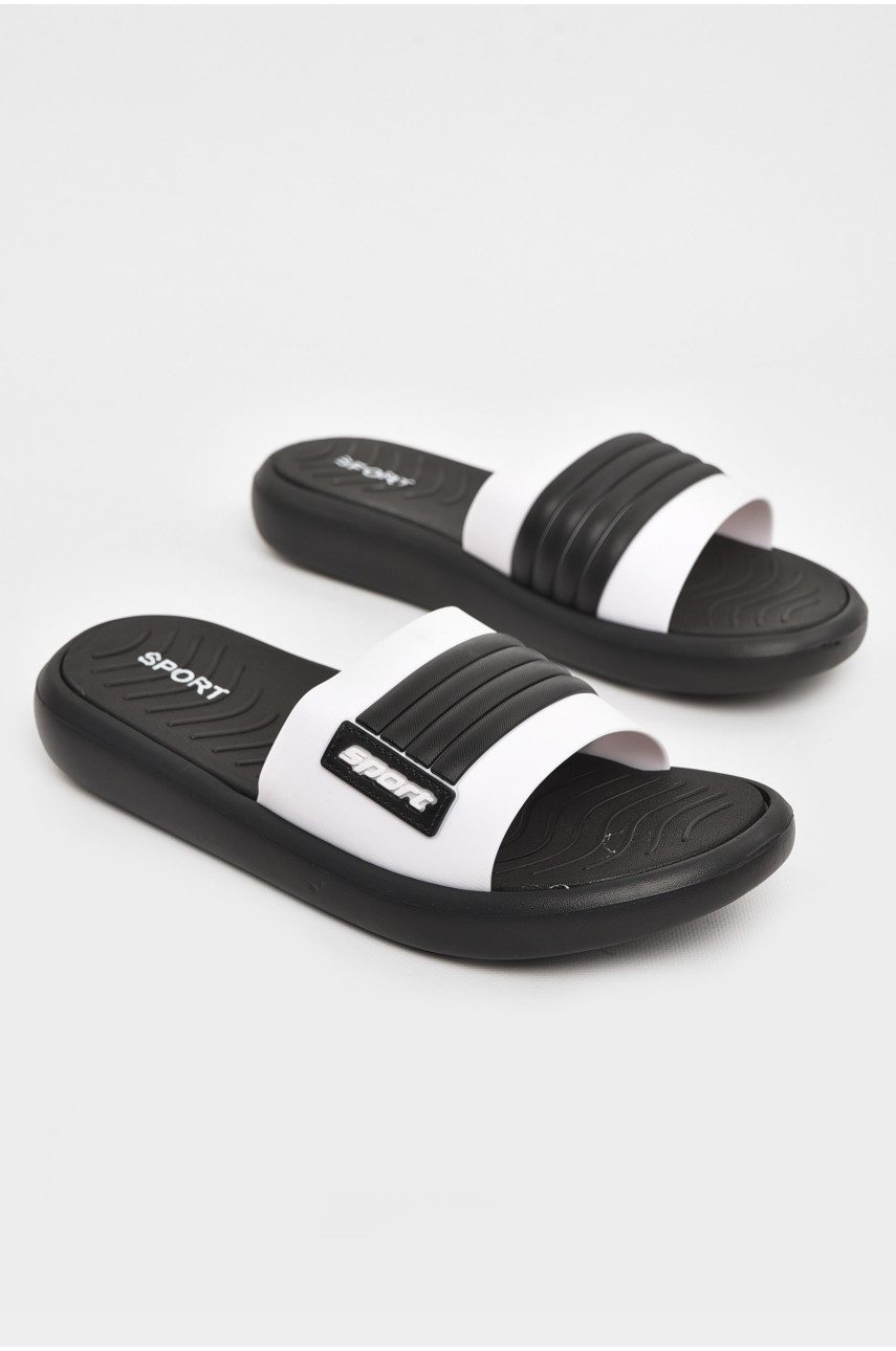 Шлепки мужские черно-белого цвета NUO-2005 210568 Шлепки мужские черно-белого цвета NUO-2005 210568