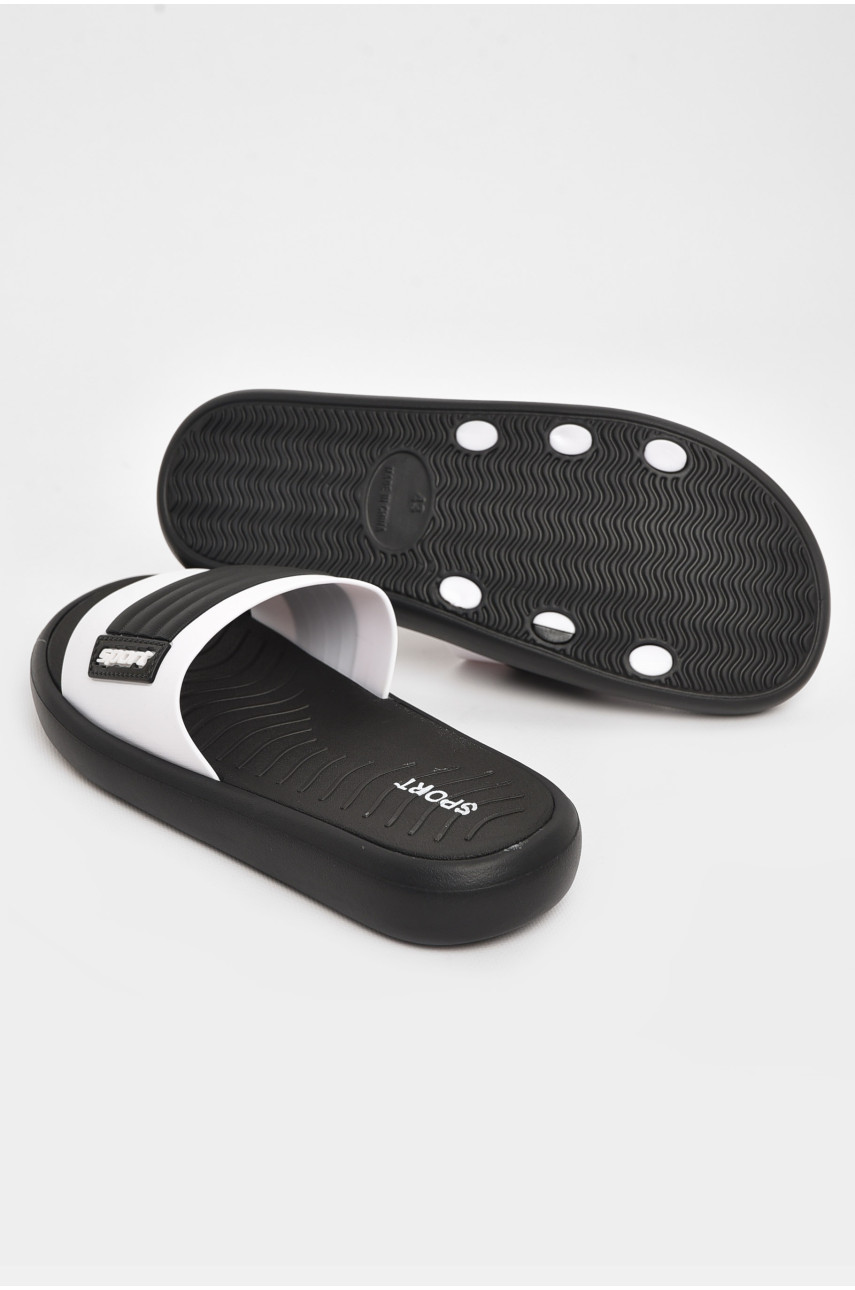 Шлепки мужские черно-белого цвета NUO-2005 210568 Шлепки мужские черно-белого цвета NUO-2005 210568