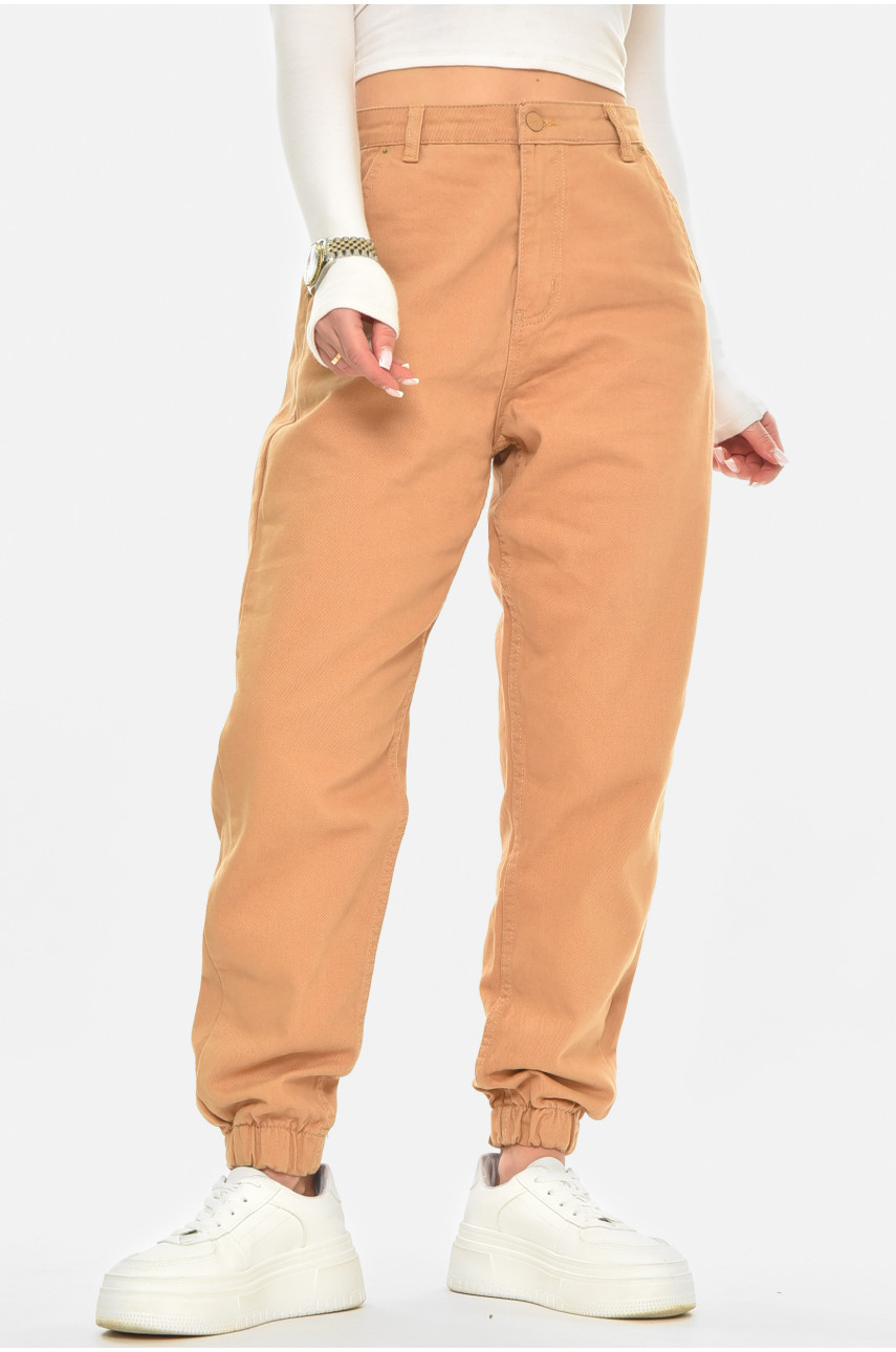 Джинсы женские однотонные тёмно-бежевого цвета 2560 210570