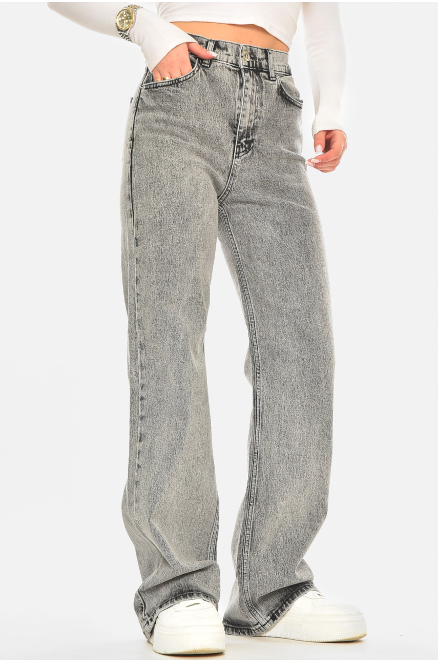 Джинсы женские однотонные светло-серого цвета 0160 210572