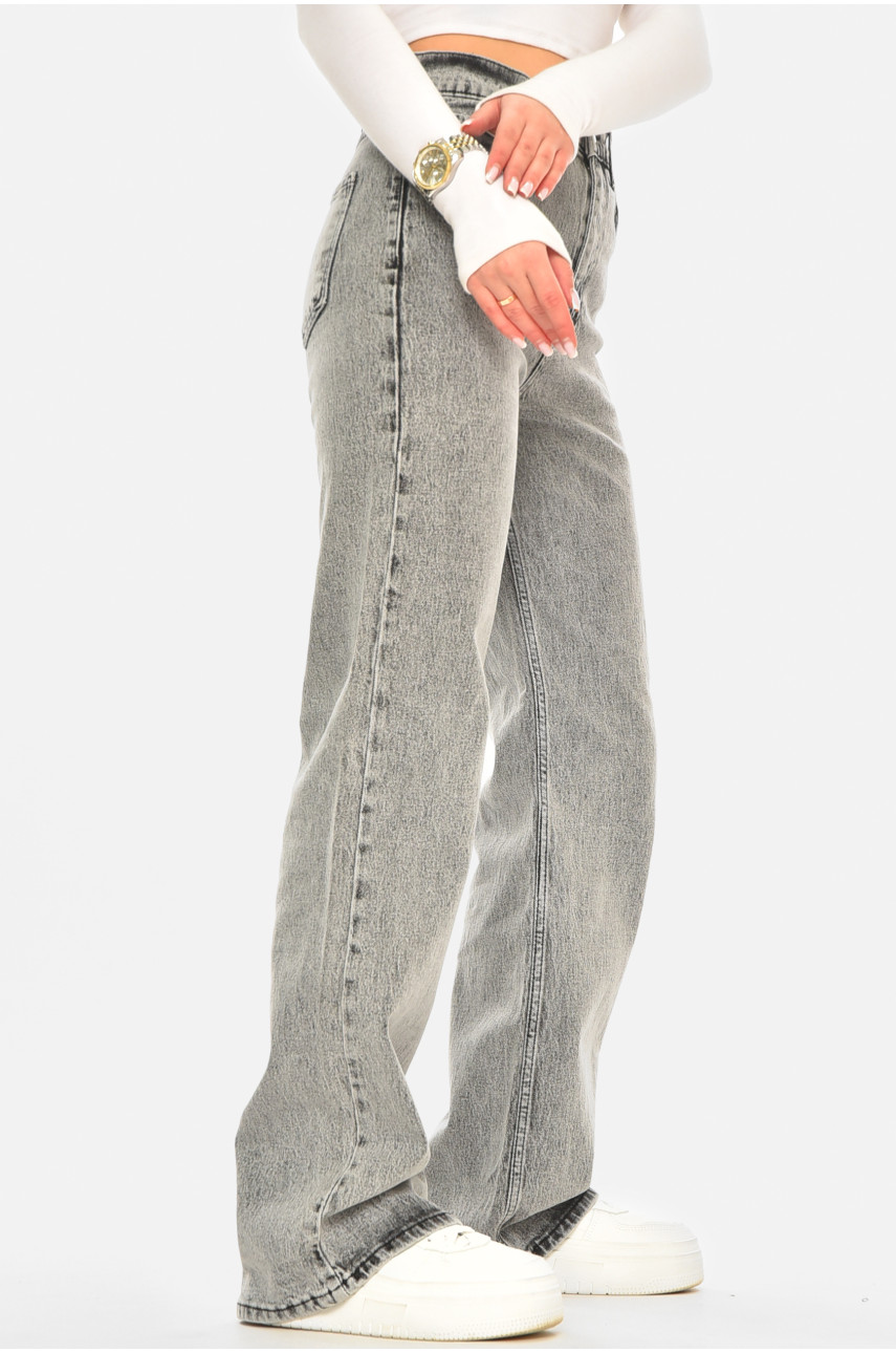 Джинсы женские однотонные светло-серого цвета 0160 210572