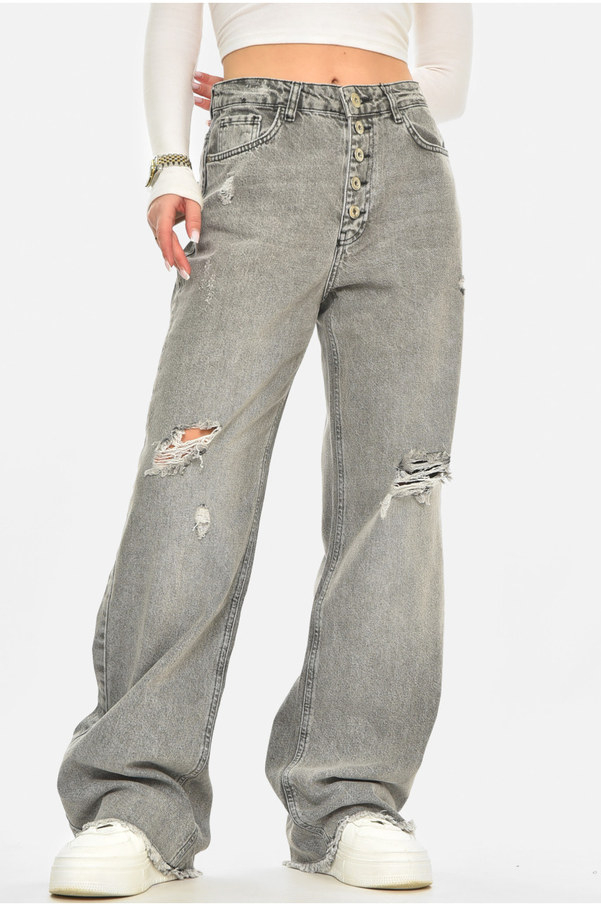 Джинсы женские однотонные серого цвета 1068 210573
