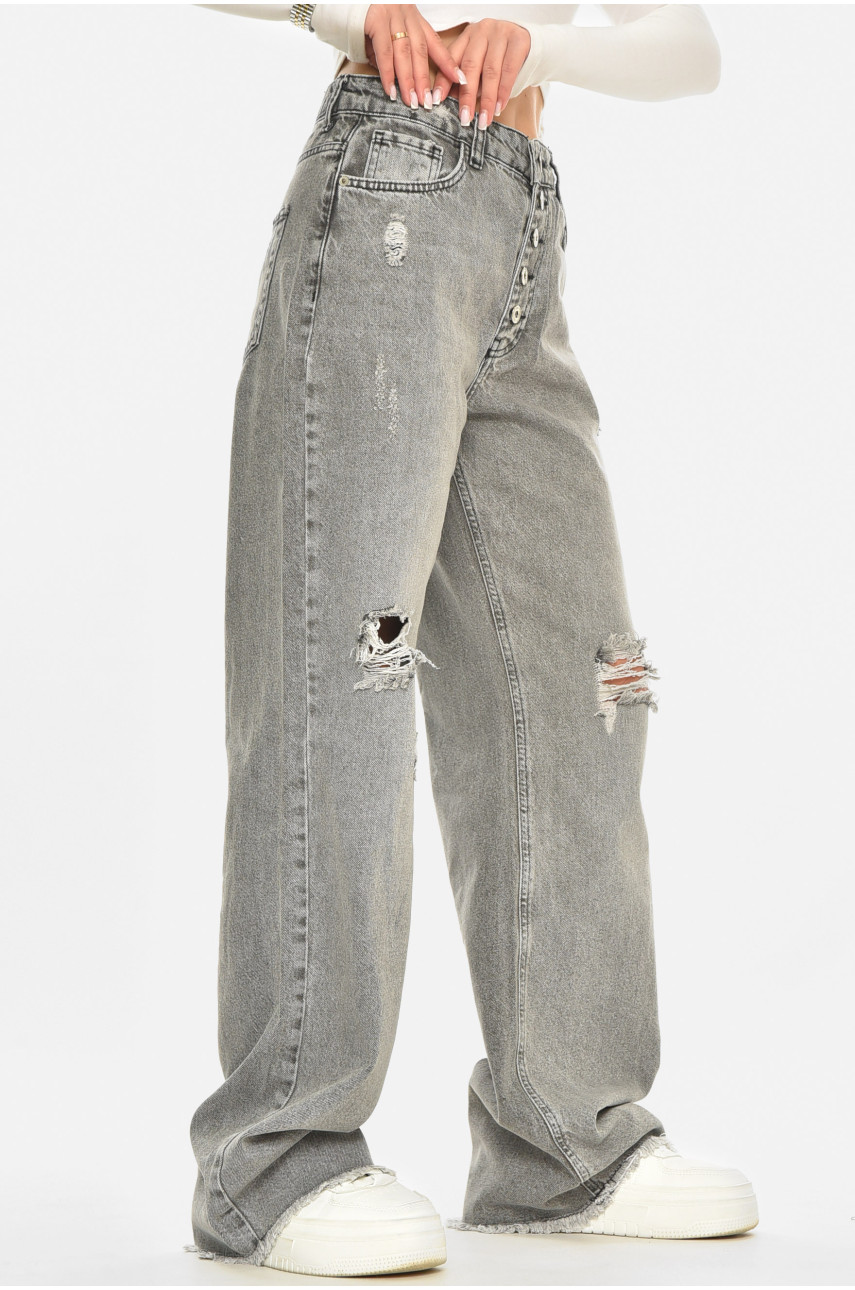 Джинсы женские однотонные серого цвета 1068 210573