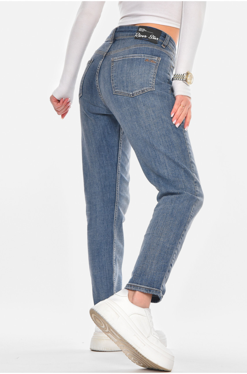 Джинси жіночі однотонні темно-синього кольору 3046 210574