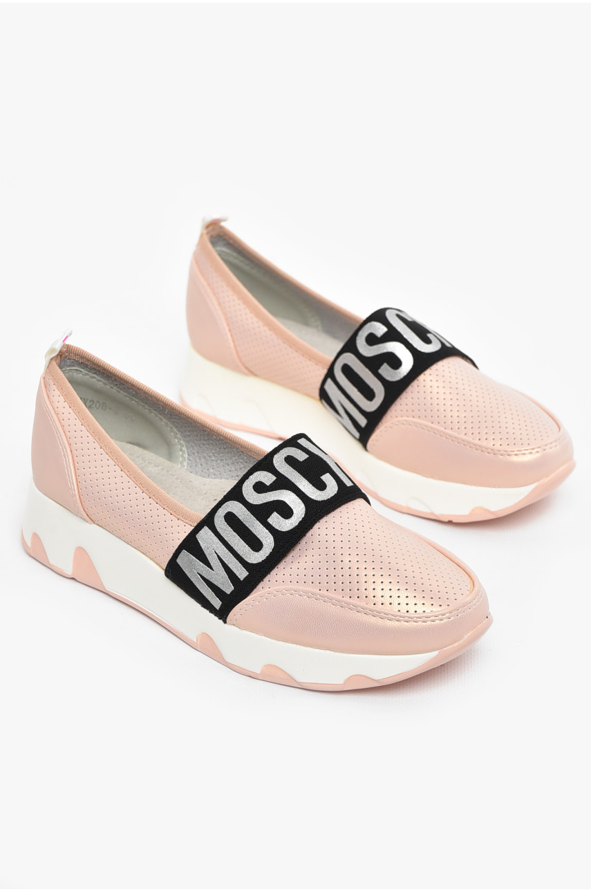 Туфлі-лофери дитячі для дівчинки пудрового кольору 208-3 210576