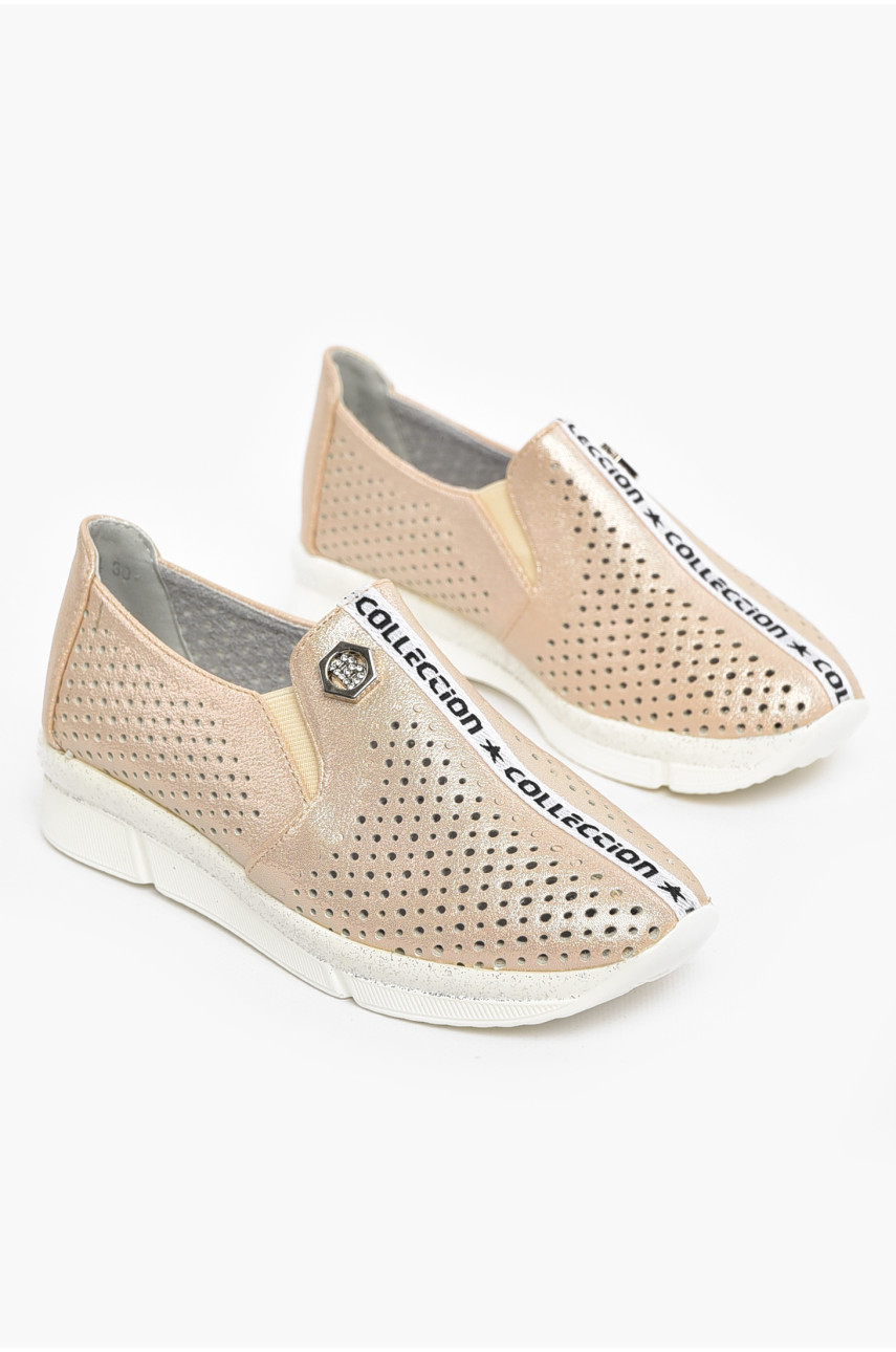 Туфлі-лофери дитячі для дівчинки бежевого кольору 211-4 210577