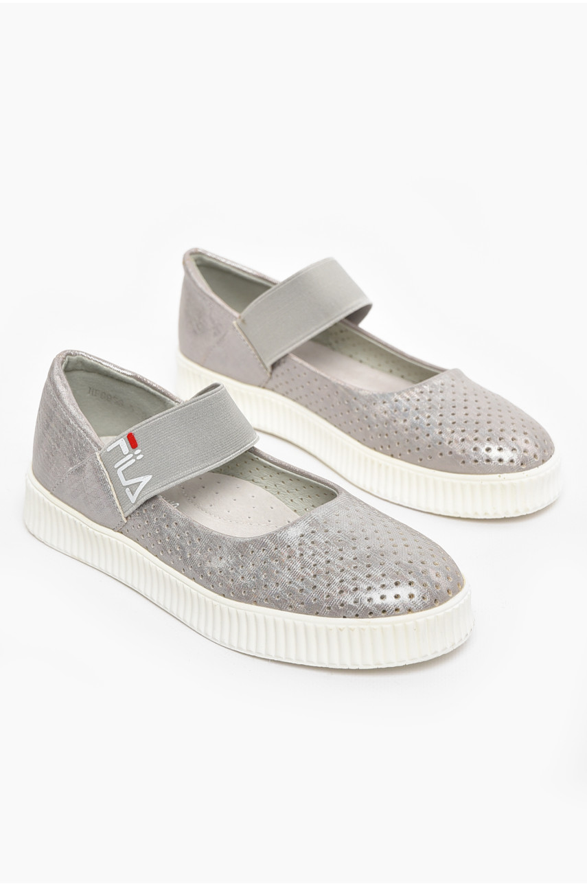 Туфлі-лофери дитячі для дівчинки сріблястого кольору 9956-5 210578