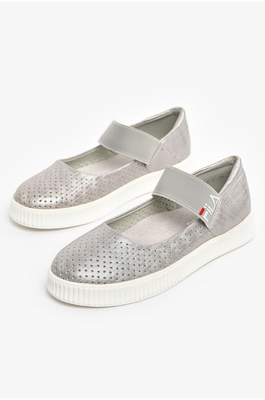Туфлі-лофери дитячі для дівчинки сріблястого кольору 9956-5 210578