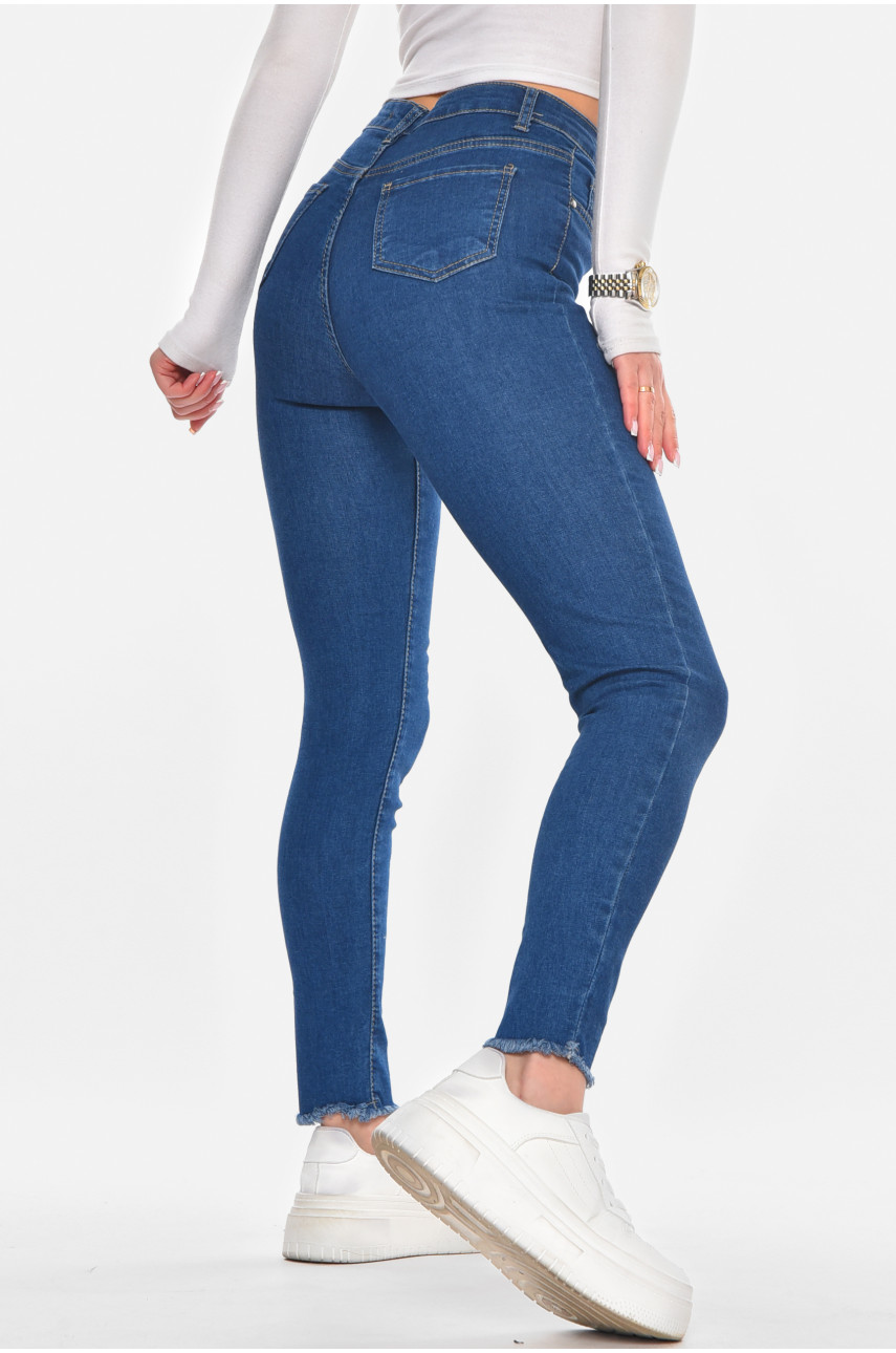Джинси жіночі однотонні синього кольору 210580 Джинси жіночі однотонні синього кольору 210580